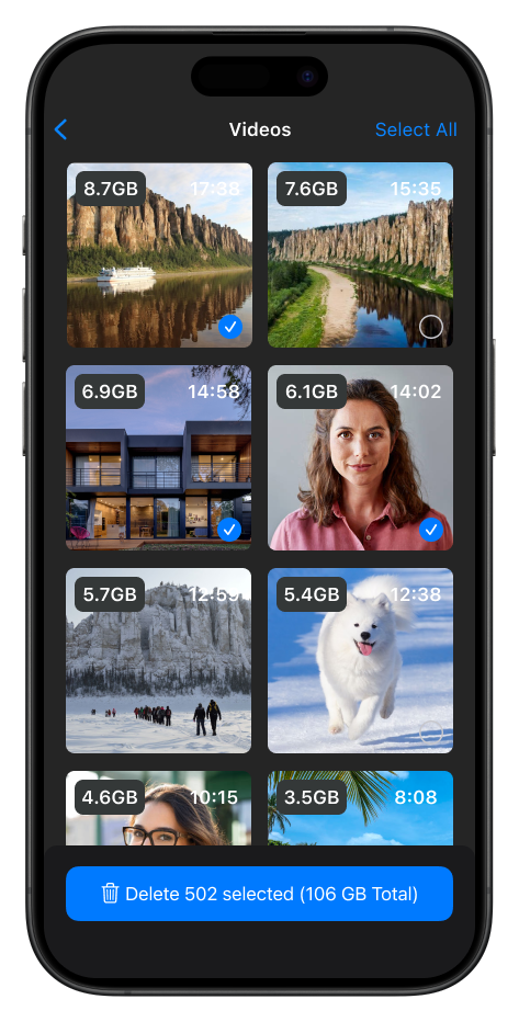 PhotoStorageCleaner App Large Video cleaner