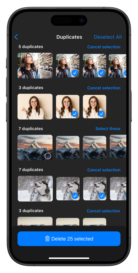 PhotoStorageCleaner App Duplicates